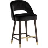 Monae Counter Stool in Black Fabric & Wood